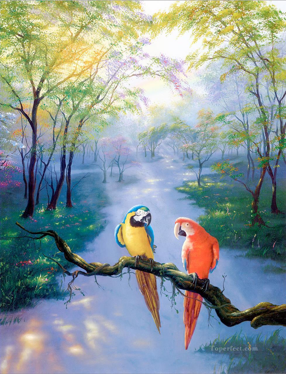 JW couleurs des oiseaux arc en ciel Peintures à l'huile